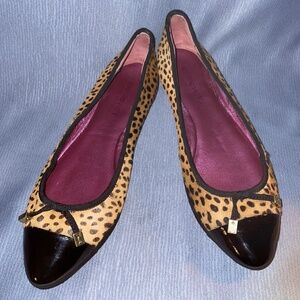 Coach Cheetah Print Genuine Haircalf & Cap Toe Ballet Flat KUDOS Women Sz 8.5